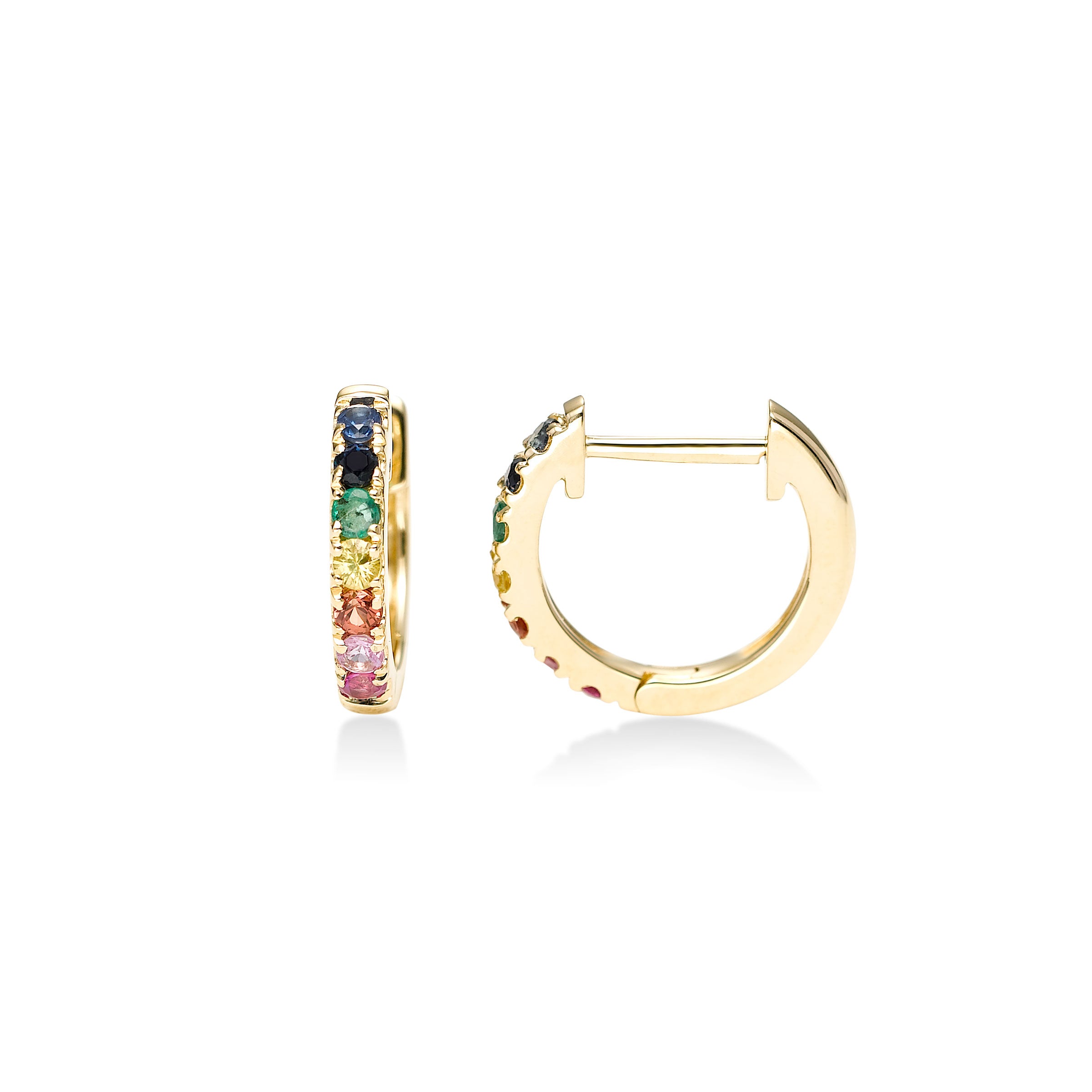 Amazon.com: Rainbow Multi-Colored Hoop 4x25mm/4x30mm Center Baguette with  White Cubic Zirconia Silver/14k Gold Plated Sterling Silver Earrings  Jewelry for Women or Teens: Clothing, Shoes & Jewelry